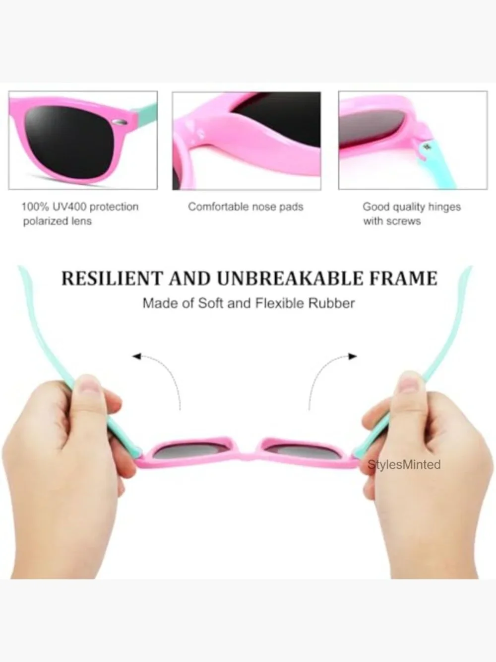 Kids Polarized Sunglasses UV Protection Flexible Rubber 3 Pack